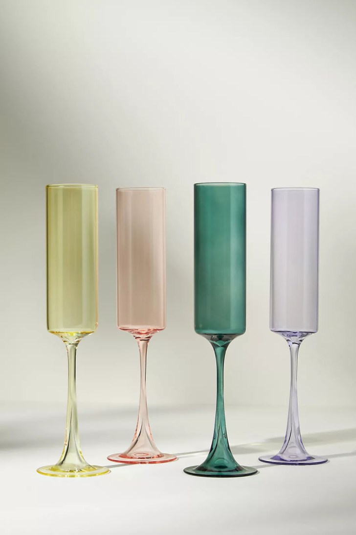 flutes in a colorful assorted set