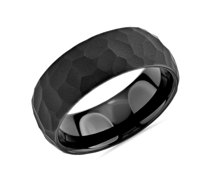 black tungsten hammered wedding bands for men
