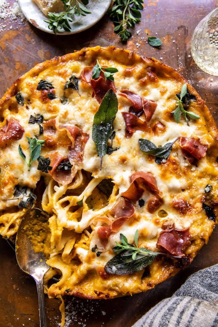 butternut squash rigatoni pasta pie family fall dinner ideas and recipes
