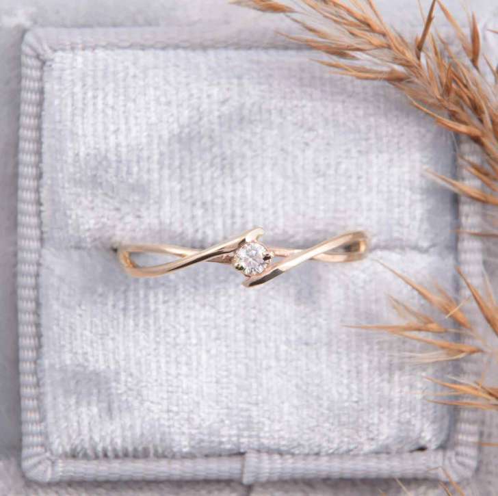 Celtic yellow gold small simple diamond engagement rings