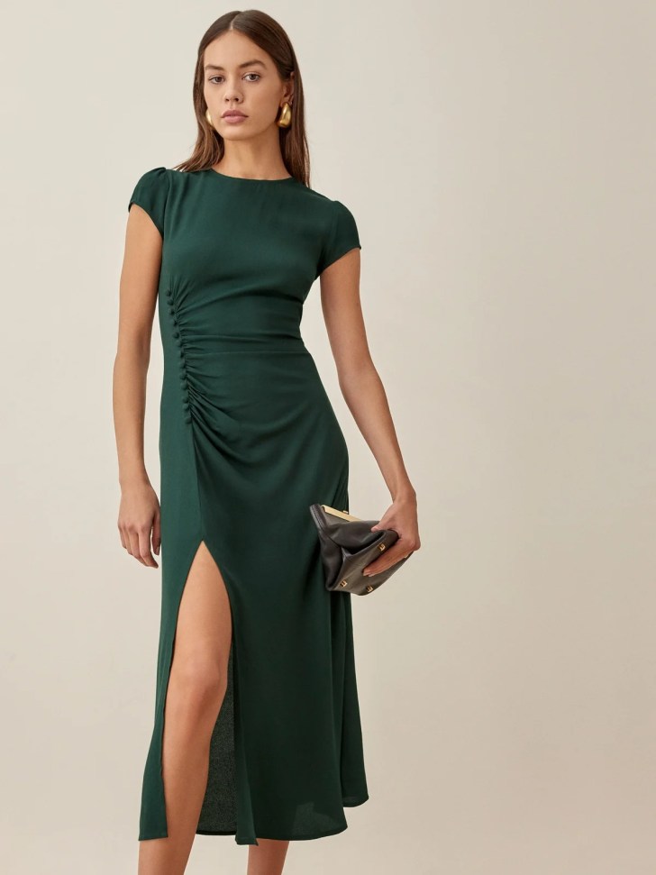 classy forest green midi dress best work Christmas party outfits