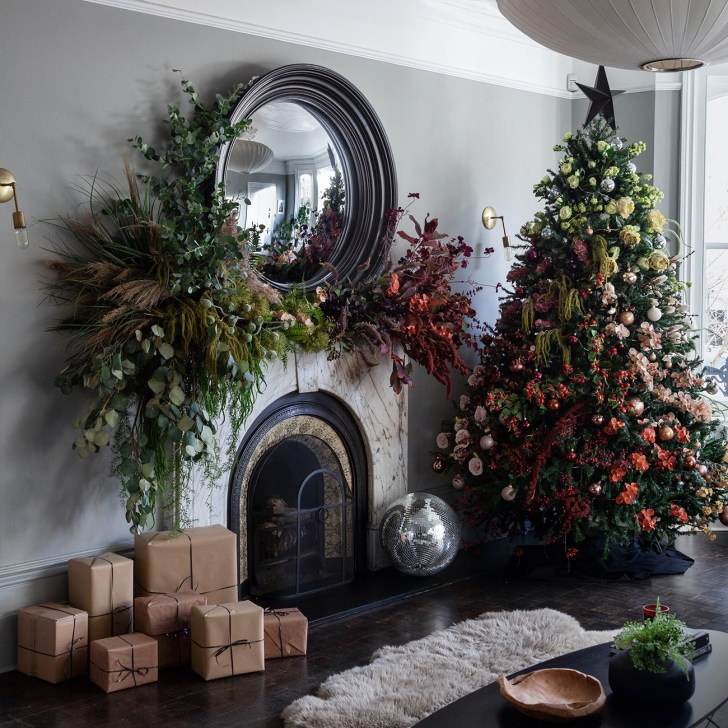 lush rainbow botanical flower Christmas tree