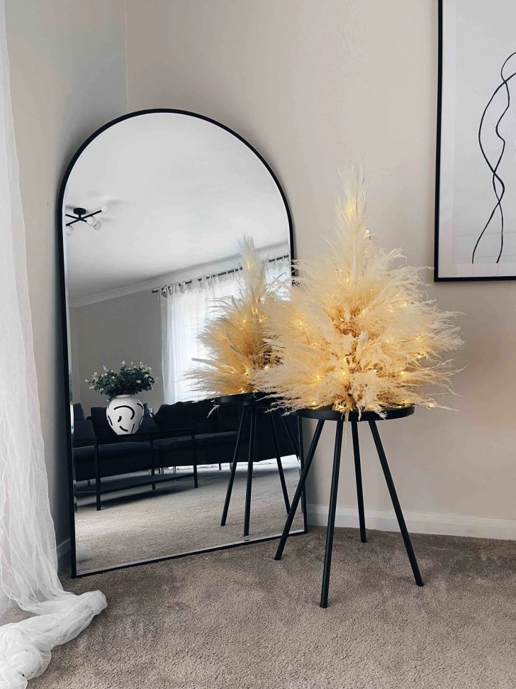 mini pre-lit pampas grass Christmas tree for apartments