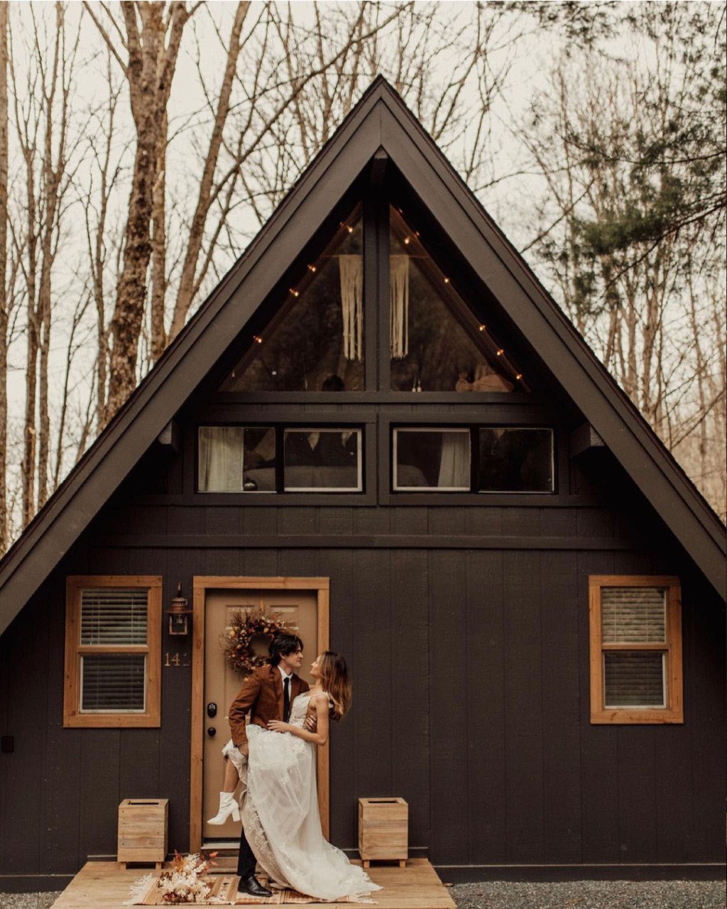 romantic airbnb black aframe