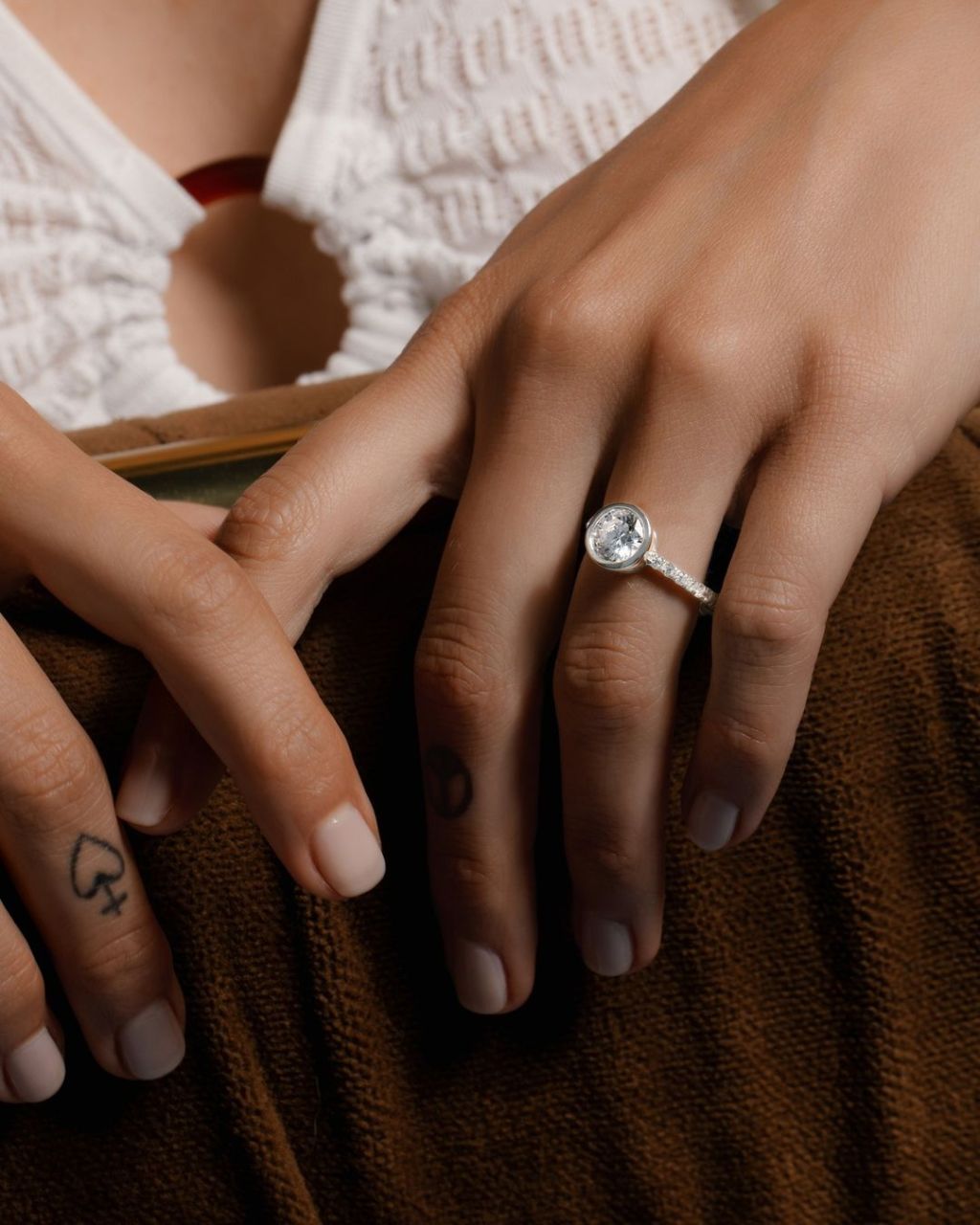 white gold bezel set diamond simple engagement rings
